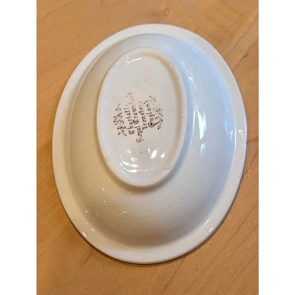 Antique Ironstone Charlotte Royal Crownford England Soap Dish Brown TransferWare